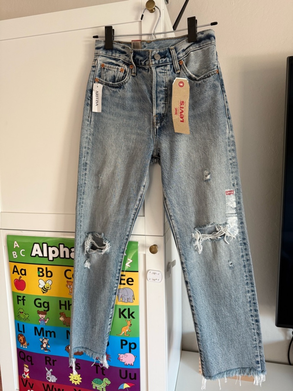 Levi's Women's Light Blue Distressed Wedgie Straight Jeans